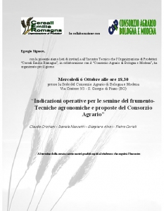 INDICAZIONI OPERATIVE PER LA SEMINA DEL FRUMENTO INDICAZIONI OPERATIVE PER LA SEMINA DEL FRUMENTO