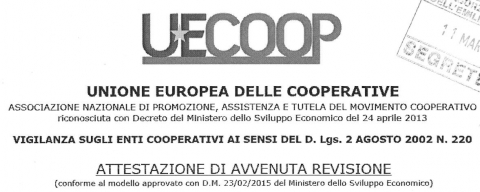 UECOOP - ATTESTAZIONE AVVENUTA REVISIONE UECOOP - ATTESTAZIONE AVVENUTA REVISIONE